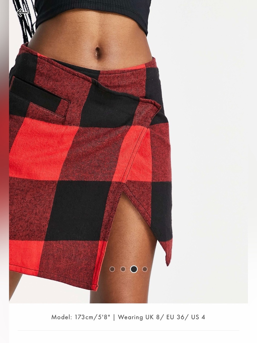 Collusion Red and Black Plaid Mini Skirt